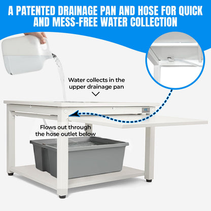 Washer and Dryer Pedestal with Pullout-Shelf - 24" W, 10" H, White Steel Universal Fit with Major Brands | Laundry Pedestal with Drain Pan & Hose | Washer Stand for Back Pain Relief, 800 lbs Capacity