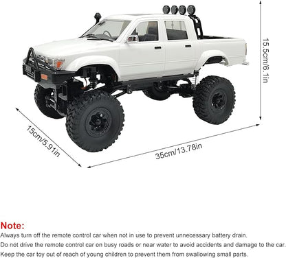 RC Rock Crawler WPL C64-1 RC Truck 1:16 Scale 2.4GHz Remote Control Truck 4WD All Terrain Off-Road RC Crawler with LED Lights and 2 Rechargeble Batteries for Adults (White)