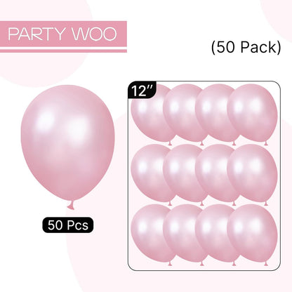 PartyWoo Pearl Pink Balloons - 50 Pcs 12 Inch Latex Helium Balloons for Weddings & Baby Showers