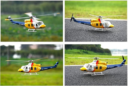 FLYWING BELL-412 470-Class RC Military Helicopter 2.4G 6CH GPS Positioning &amp Auto-Return 3D Flight &amp 4 Modes Quick Detachable Propellers RTF Version for Adults &amp Advanced Enthusiasts