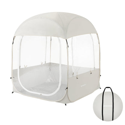 Raynesys Sports Tent, Portable & Foldable Pop Up Tents Shelter for 1-4 Person, Instant Weather Proof Clear View Bubble Tent with Carry Bag for Watching Sports Events, Camping, Fishing, Beige