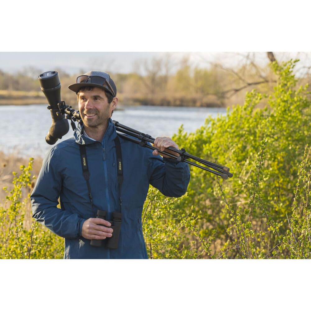 Nikon PROSTAFF P3 10x42 Binoculars 10x42 Compact Waterproof Outdoor Viewing Optics Bundle with LED Flashlight + Harness + Cleaning kit + Pro Sling Backpack + Floating Strap