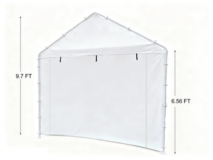 Rutile 10x20 Carport Replacement Sidewall, 180G PE Waterproof & UV Protected Sidewall Cover (White, Sidewall kit Panel Set of 4 w/o Mesh Windows)