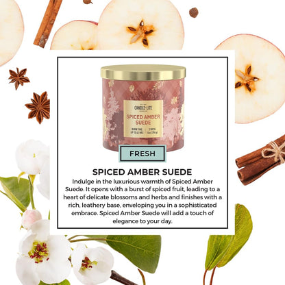 Candle-lite Fall Scented Candles, Amber with Leathered Musk and Spiced Cardamom, 14 oz 3-Wick Jar Candle, Proudly Poured in USA, Autumn Home Decor, 45 Hours of Burn Time, Ideal Gift for Men and Women