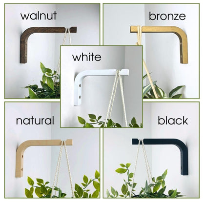 EvenWood 2-Piece Set of Plant Hooks for Wall 6 Inch - Mounted Wooden Plant Hook - Indoor and Outdoor Bracket Plant Hanger for Planters, Lanterns, Bird Feeders, Patio Decorations (Walnut)