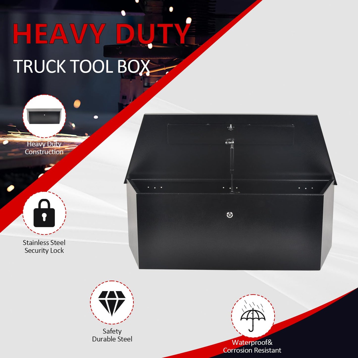 TBAPFS Black Steel Trailer Tongue Truck Box for Trucks Trailers RV ATV Pickup Trucks Flatbeds - 35 x 12.2 x 11.8 Inch