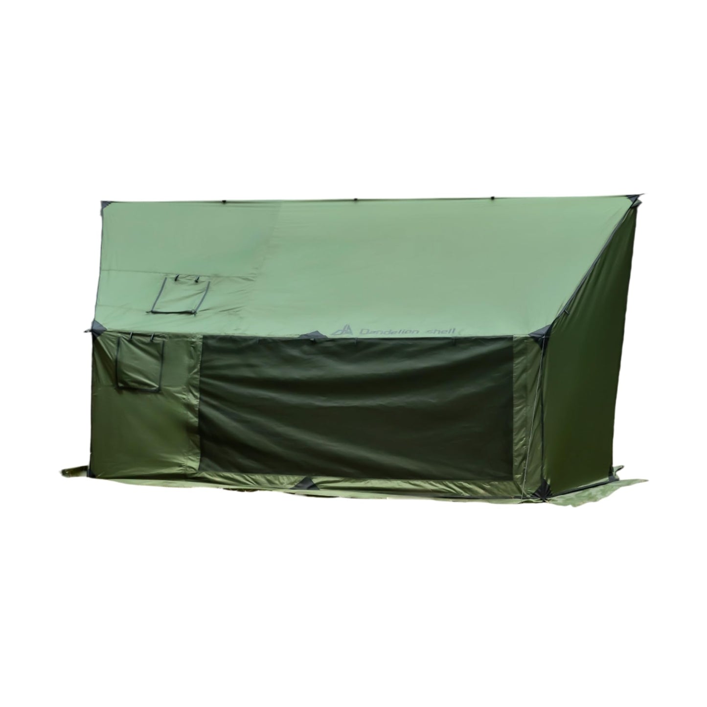 Dandelion Shell Hammock Hot Tent with Stove Jack and Double-Sided mesh Windows - Spacious, Versatile Wall Tent with Snow Skirt(No Poles)-Green Waterproof & Windproof, Ideal for Camping, Backpacking