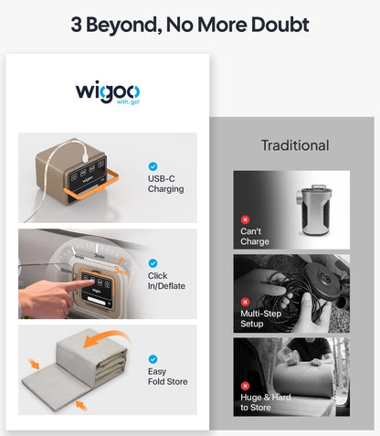 Wigoo 2026 Upgrade Air Mattress for Tesla Model Y [Click Self-Inflate, Home-Level Comfort] USB-C Charging Built-in Air Pump & Ergonomic Design with 2 Pillow, Camping for Tesla Model Y 2020-2026