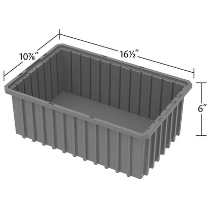 Akro-Mils 33166 Akro-Grid Plastic Slotted Dividable Modu Box Stackable Grid Storage Tote Container, (16-1/2-Inch L x 10-7/8-Inch W x 6-Inch H), (8 Pack), Gray