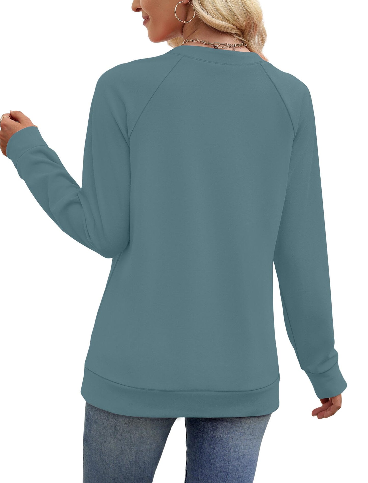 SAMPEEL Sweatshirts for Women V Neck Long Sleeve Shirts Lightweight Sweaters Fall Fashion Tops Outfits 2025