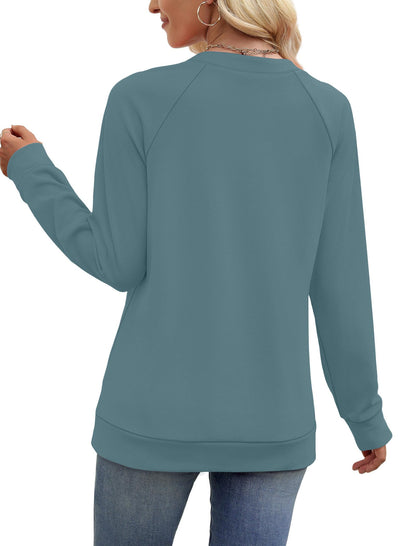 SAMPEEL Sweatshirts for Women V Neck Long Sleeve Shirts Lightweight Sweaters Fall Fashion Tops Outfits 2025