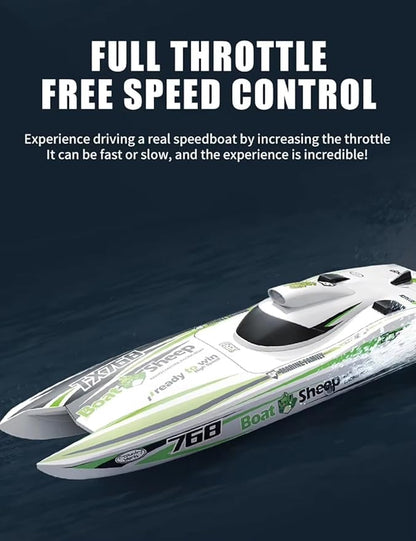 TX768 RC Jet Boat 30km/h High Speed Jet Boat Brushless Catamaran with 3×3S LiPo Batteries Water Cooled Engine 40cm ABS Hull Long Range RC for Lakes Rivers &amp Pools Brushless RC For Adults