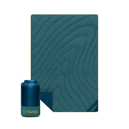 Rumpl Campfire Puffy Spark-Resistant Outdoor Blanket, Throw, Sage Navy