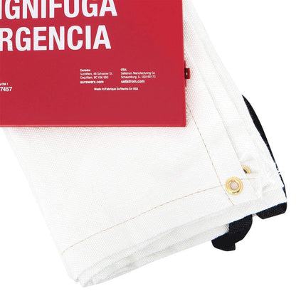 High Temperature Resistant 100% Fiberglass Emergency Fire Blanket with Red Steel Storage Cabinet, 6' x 5', White