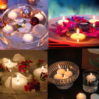 100 Pieces 1.5 Inch Unscented Floating Candles Set, Small Floating Candles for Centerpieces Dripless Wax Discs for Holiday, Wedding, Halloween, Christmas, Valentine's Day, Pool Party(White)