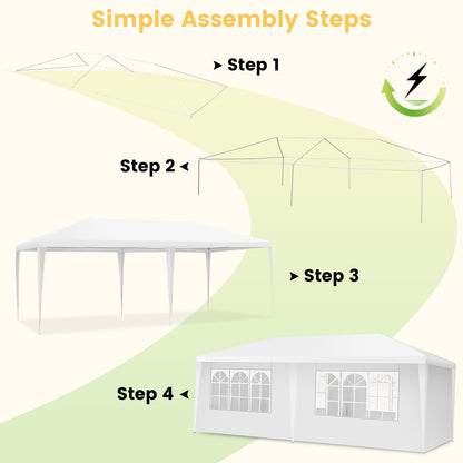 FIREFLOWERY 20 x 10 FT Canopy Tent, Outdoor Party Tent with 6 Removable Sidewalls, Carry Bag, Easy Assembly, Portable Pop Up Canopy for Parties, Events, Weddings