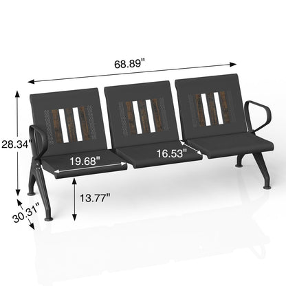 wonline Waiting Room Bench, Waiting Room Chairs with Arm, Office Furniture Lobby Conference Reception Bench Office Guest Seating for Clinic Airport Hospital Barber Salon Bank