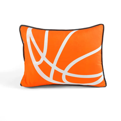 Lush Decor Basketball Game Reversible Quilt Twin Size 4 Piece Set, Charcoal - Kids Bedding Set - Twin Size Quilt - Sports Décor