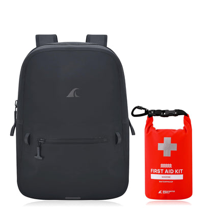 Breakwater Supply Waterproof Preparedness Pack, IP68 Submersible Airtight Backpack and Waterproof Marine First Aid Kit for Boating, Fishing, Kayaking (Fogland Lite 15L Stealth Black)