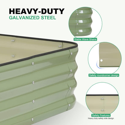 1MORE Raised Garden Bed -5X3X1 Galvanized Planter Box for Outdoor Gardening,4 in 1 Modular Raised Bed Kit with Protective Tape, Gloves for Herb，Ideal for Vegetables and Plants.Green-2Pack