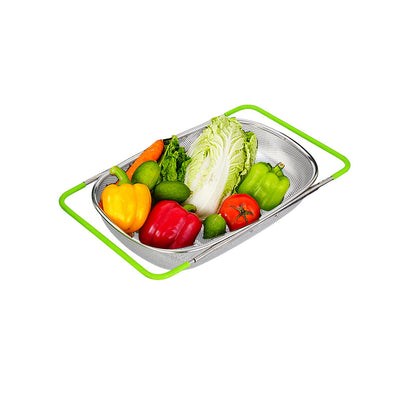 Tenta Tenta Kitchen Over Sink Strainer Colander Basket Stainless Steel For Kitchen with Rubber Grip, Large Kitchen collapsible colander, Dishwasher Safe Draine Strain Fruits,Vegetables,Pasta,Greens.
