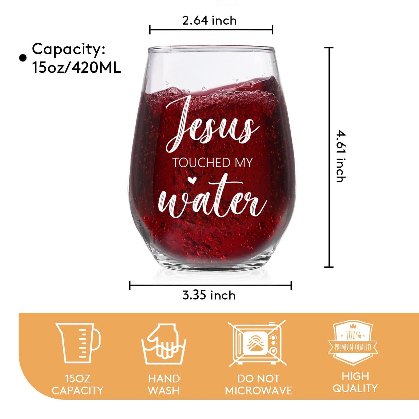 Socive Touched My Water Wine Glasses, Funny Inspirational Gift for Women Gifts for Birthday Mom Father's Day Friendship Retirement Gifts (Clear-My Water)