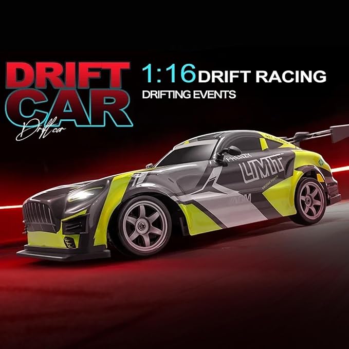 RC Drift Car 1:16 Scale Remote Control Vehicle for Drift and Race 2.4GHz 4WD High Speed 20+KM/H Racing Car with LED Lights Hobby RC Cars Toy Gifts for Teen Adults