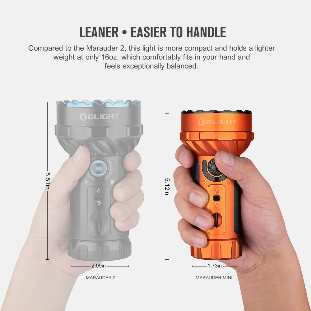 OLIGHT Marauder Mini 7,000 Lumens Bright Flashlight with 600 Meters Beam Distance Bundle I3T EOS 180 Lm Dual-Output Slim Light