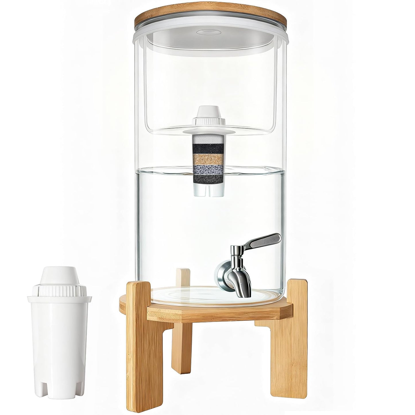water filter dispenser Countertop water purifier System 2.9 Gallon Glass water filter with Water Alkaline Water Purification Unit, White, Plastic (2.9, Gallons)
