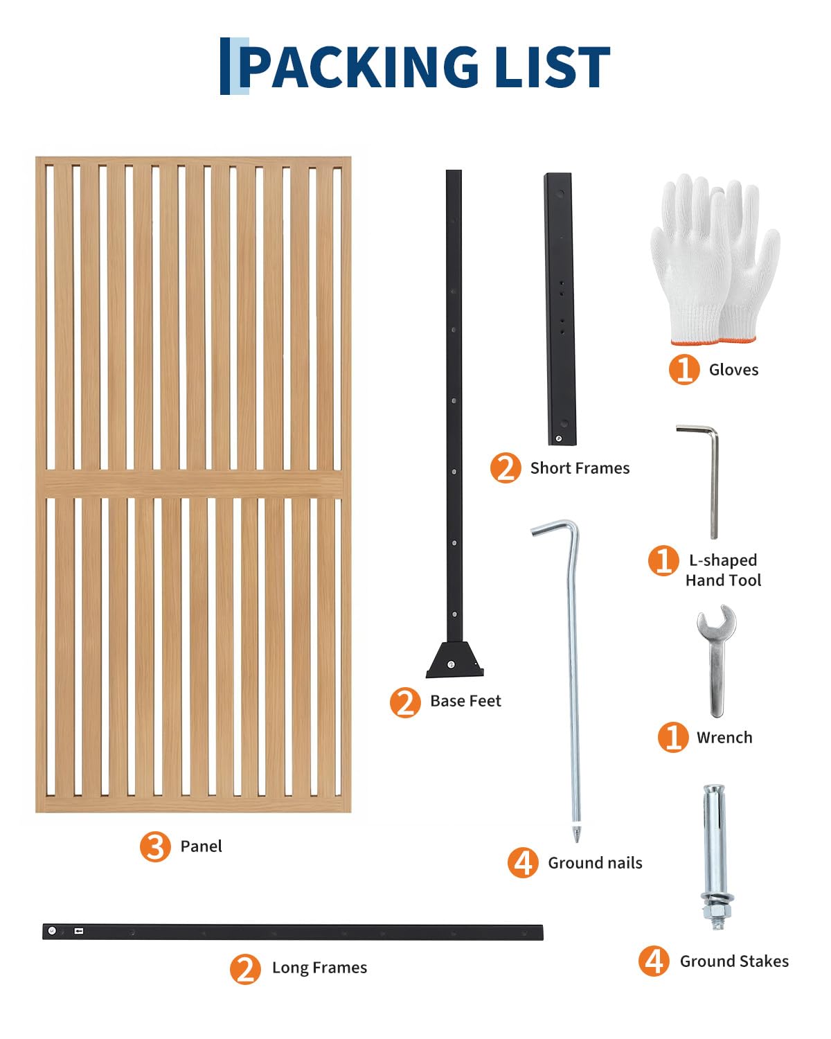 Metal Privacy Screen, 48" W x 75" H, Outdoor Freestanding Privacy Fence Panel, No Dig Steel Decorative Fence, Rustproof Fence Panels for Yard, Patio, Garden, Balcony, Pool, Wood-Grain Horizontal Slat