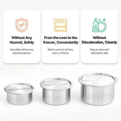 EVERSTEN CaKE 5PCS Stainless Steel Food Storage Containers With Lids 5PCS Canister Set Kitchen Appliances Dishwasher Safe Premium South Korea