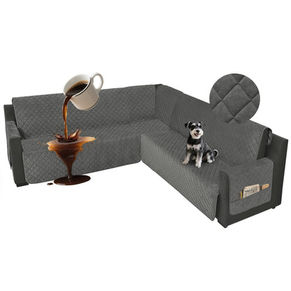 ROFASVCO U Shaped Sectional Couch Covers for L Shaped Corner Sofa Waterproof 6 Piece Washable Sectional Sofa Cover Non Slip Velvet Couch Slipcover Protector for Dogs Pets (Large, Dark Gray)