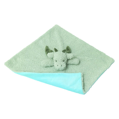 Doindute Baby Green Dragon Soft Stuffed Animal Security Blanket, Plush Dinosaur Character Lovey Blanket, Baby Shower/Nursery Gift, Newborn Infant Toddler Snuggle Blankie for Boys Girls, 14 Inches