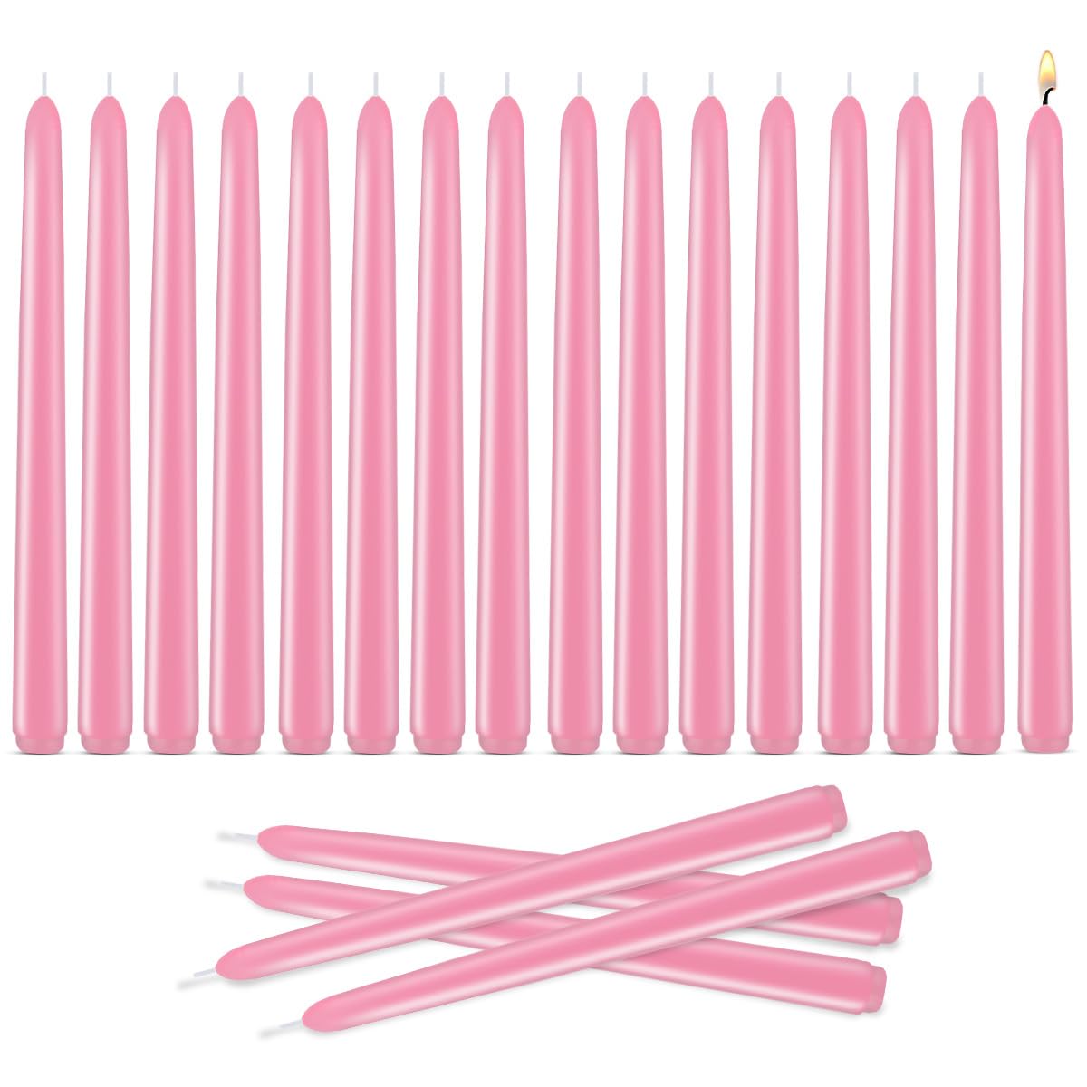10 Inch Pink Taper Candles Set of 20, Dripless and Unscented Candle Sticks for Dinner, Shabbat, Halloween, Christmas, Wedding, 8 Hours