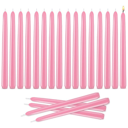 10 Inch Pink Taper Candles Set of 20, Dripless and Unscented Candle Sticks for Dinner, Shabbat, Halloween, Christmas, Wedding, 8 Hours