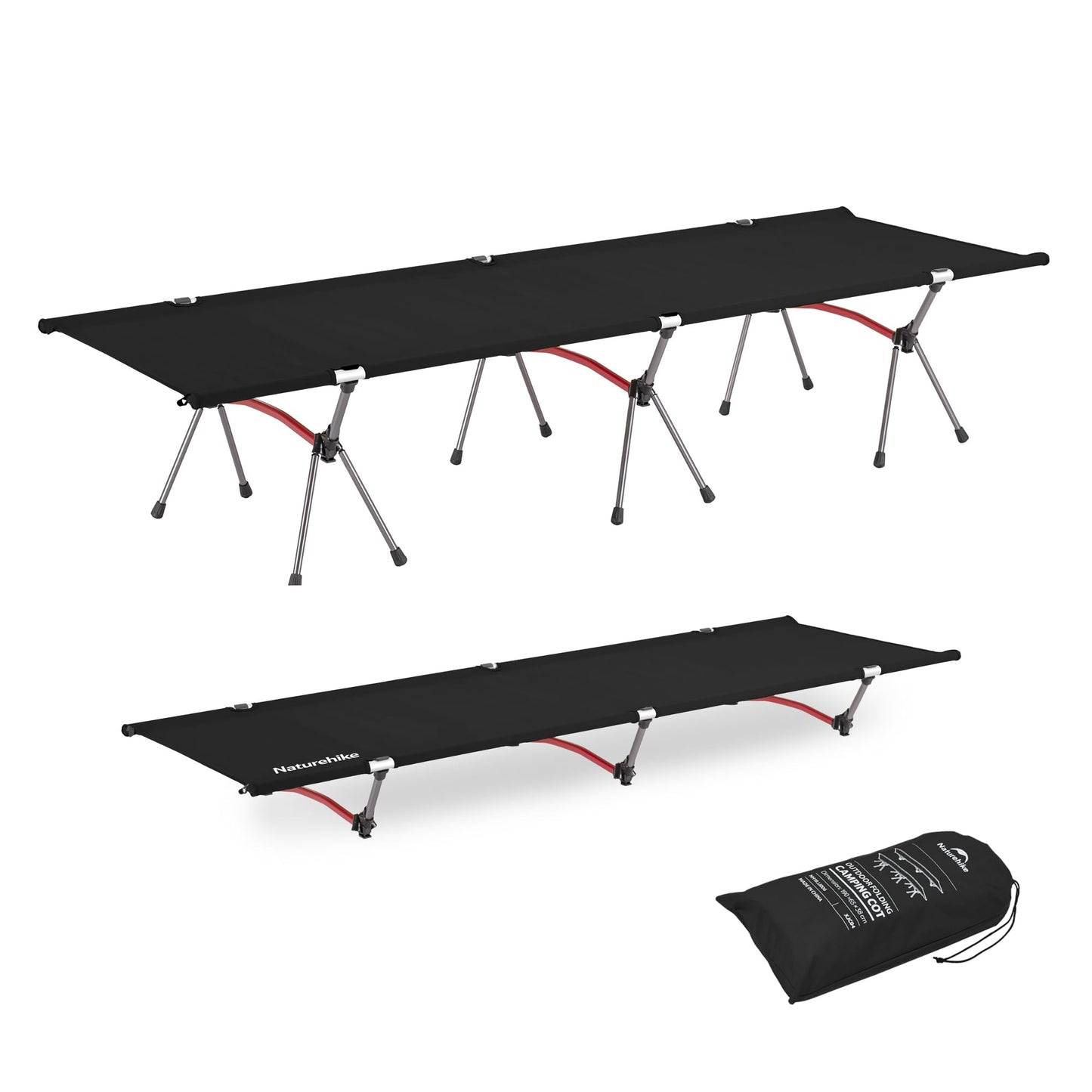 Naturehike ArmyWild Folding Camping Cot, Height Adjustable Ultralight Backpacking Cot, Portable Camping Bed for Camping Hiking Travel Home