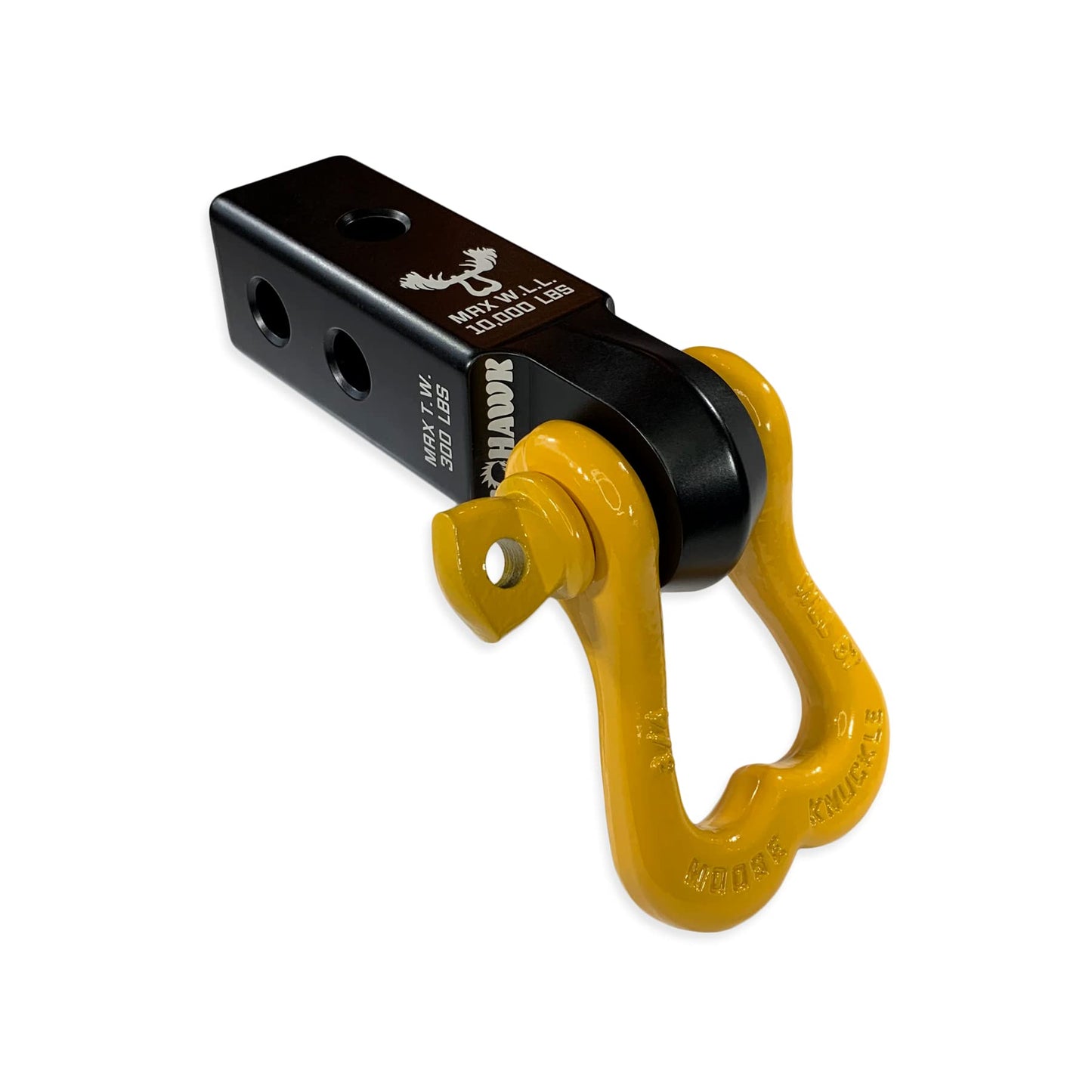 Moose Knuckle Offroad XL Shackle Mohawk 2.0 Receiver Combo | 10,000 lbs WLL Heavy Duty Off Road Accessories - Vehicle Recovery Gear | Shackle Hitch Receiver - Black Lung/Detonator Yellow