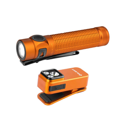 OLIGHT Baton4 Pro EDC Flashlight Rechargeable, 1600 Lumens Small Pocket Flash Light with Magnetic & USB-C Charging and Tail Switch Bundle with Oclip Pro S Clip-on Light, 600 lms Type-C with White LED,