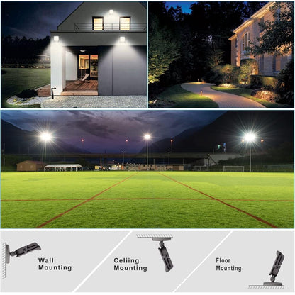 Lightdot 4Pack 200W LED Flood Light Outdoor with Knuckle, 100-277V【Driver Equipped, 5 Years】 IP65 Waterproof 28000LM, 5000K Daylight [Eqv. to 800HPS/WH] Dusk to Dawn Photocell Sensor-Brown
