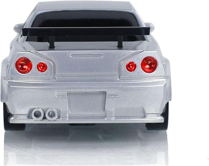 TOUCAN RC HOBBY Remote Control Race Car 1/43 RTR with Gyro RC Drift Car 4WD Traffic Cones for Indoor Outdoor (Silver)