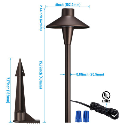 LEONLITE Update 5CCT Low Voltage Pathway Lights, LED Landscape Path Lights, 1800/2700/3000/4000/5000K, Hat Shape Head, 12-24V AC/DC, IP65 Outdoor Walkway Light, Oil Rubbed Bronze Aluminum, Pack of 6