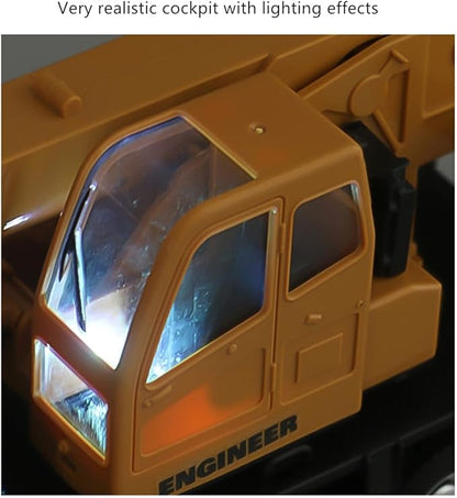 RC Crane Construction Tractor Remote Control Large Crane Truck wiht Light and Sound Rechargeable Electronics Hobby Toys for Kids Boys Child (Yellow)