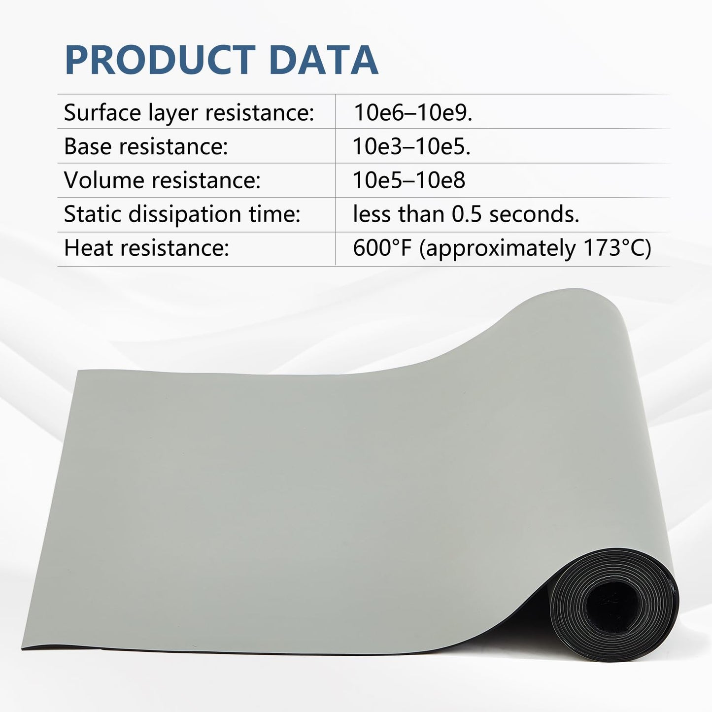 Pangda ESD Mat Roll 3 ft x 10 ft High Temperature Rubber ESD Soldering Roll Anti-Static Soldering Heat Resistant Workbench Mat for Electronics Repair PC Building, Gray
