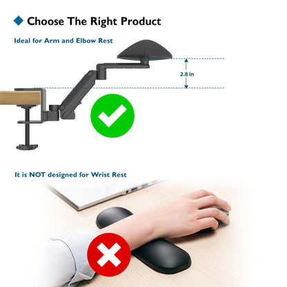 BONTEC Adjustable Arm Rest for Desk, Ergonomic Elbow Rest Pad, 360° Rotating & Extendable Desk Arm Support, Durable Aluminum, Keyboard & Computer Arm Rest Pad, Office & Gaming Desk Accessories
