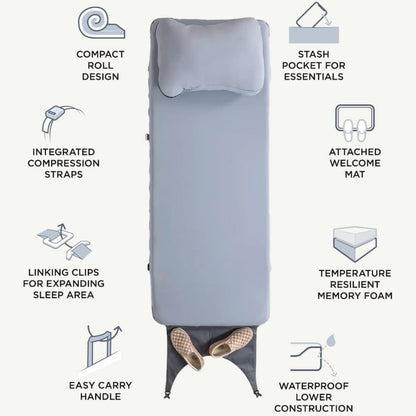 HEST Foamy Wide - Portable Camping Mattress, Enhanced Memory Foam, Wide Single Mattress, 78" L x 30" W