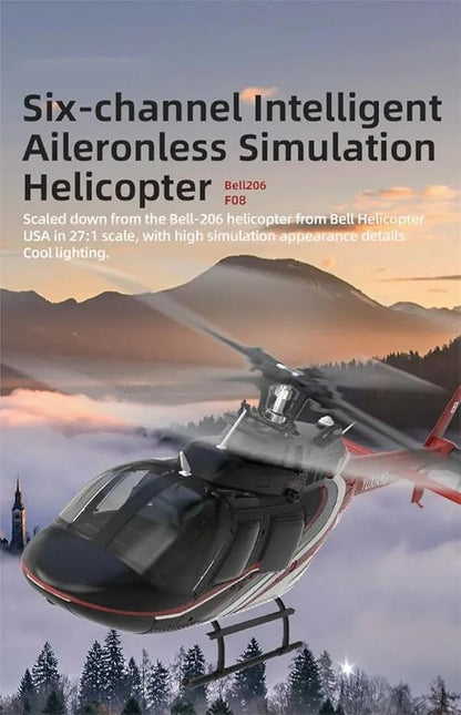 Hanll YUXIANG F08 Bell 206 RC Helicopter for Adults 1/27 2.4G 6CH Brushless Direct-Drive 6G Flybarless RC Helicopter with 6-Axis Gyro Optical Flow Positioning RTF/ 3 Battery