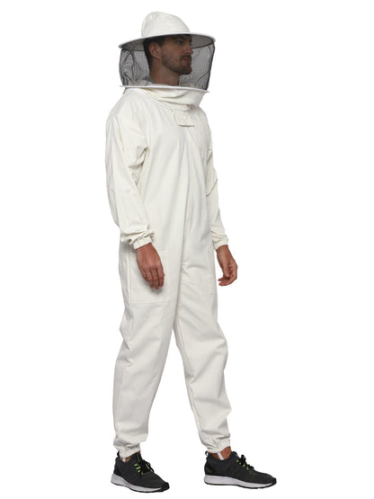 BEEATTIRE Professional Bee Suit With Round Hood Veil- Thick Cotton Bee Suit Sting-less Protection Pro Beekeeper Suit Bee Keeper Suite Trajes De Apicultura Beekeeping Coverall With Bee Gloves 3XL