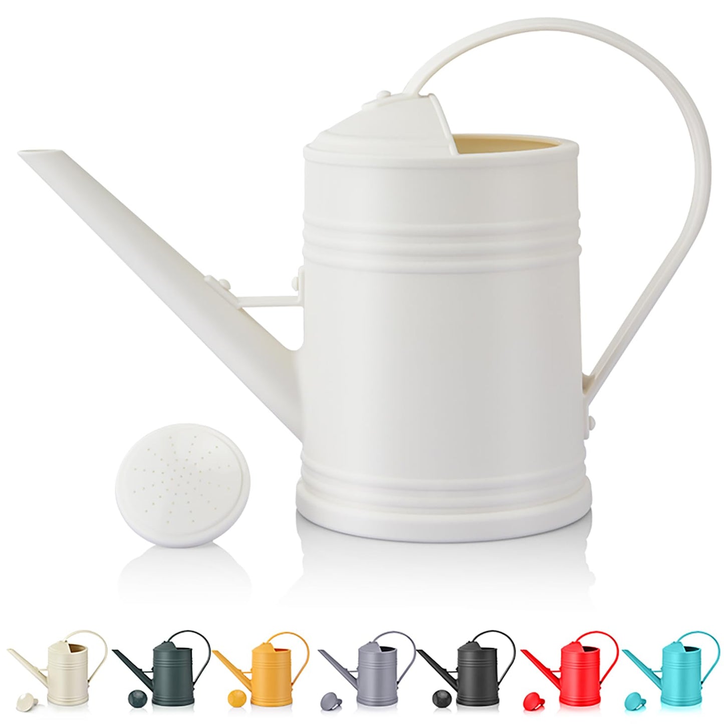 OKREK Plastic Watering Can for Indoor Plants Outdoor Garden Flowers - House Plant Watering Can with Sprinkler Head (1/2 Gallon, White)