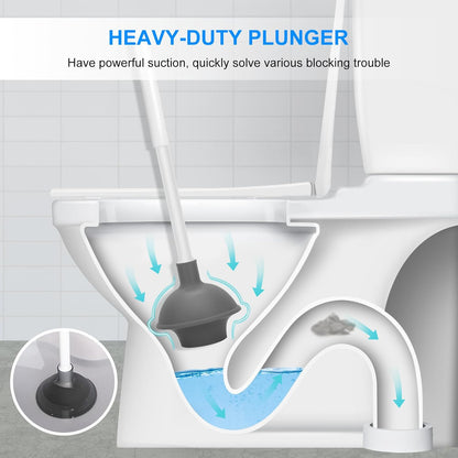 SetSail Toilet Brush and Plunger Set | Heavy-Duty Bathroom Cleaning Tools - 2 Pack, White