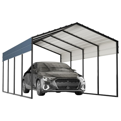 Metal Carport 10'x20'x8.8' Ft Heavy Duty Grey Galvanized Steel Roof Multi-Use Shelter Canopy with Metal Frame, Prefab Carport Garage for Cars, Boats, and Tractors